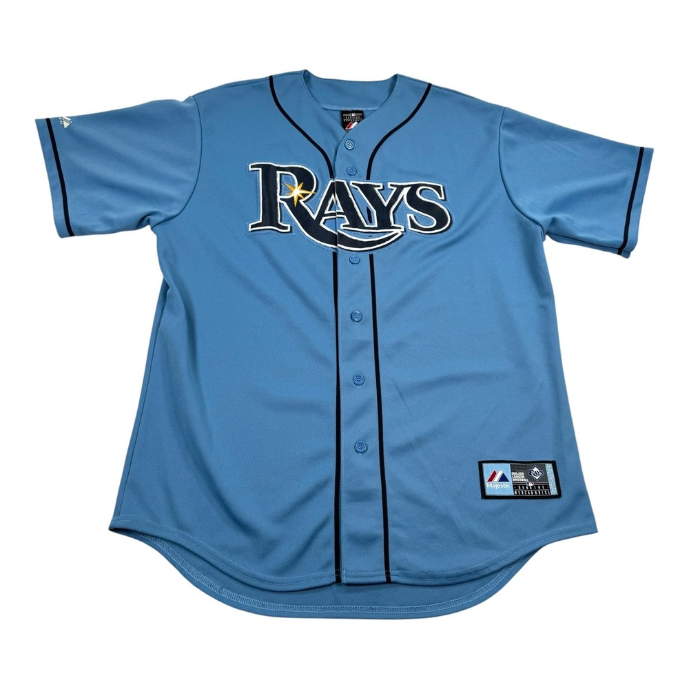 Tampa Bay Rays Jersey Mens Large Blue MLB Baseball Wil Myers 9 Majestic
